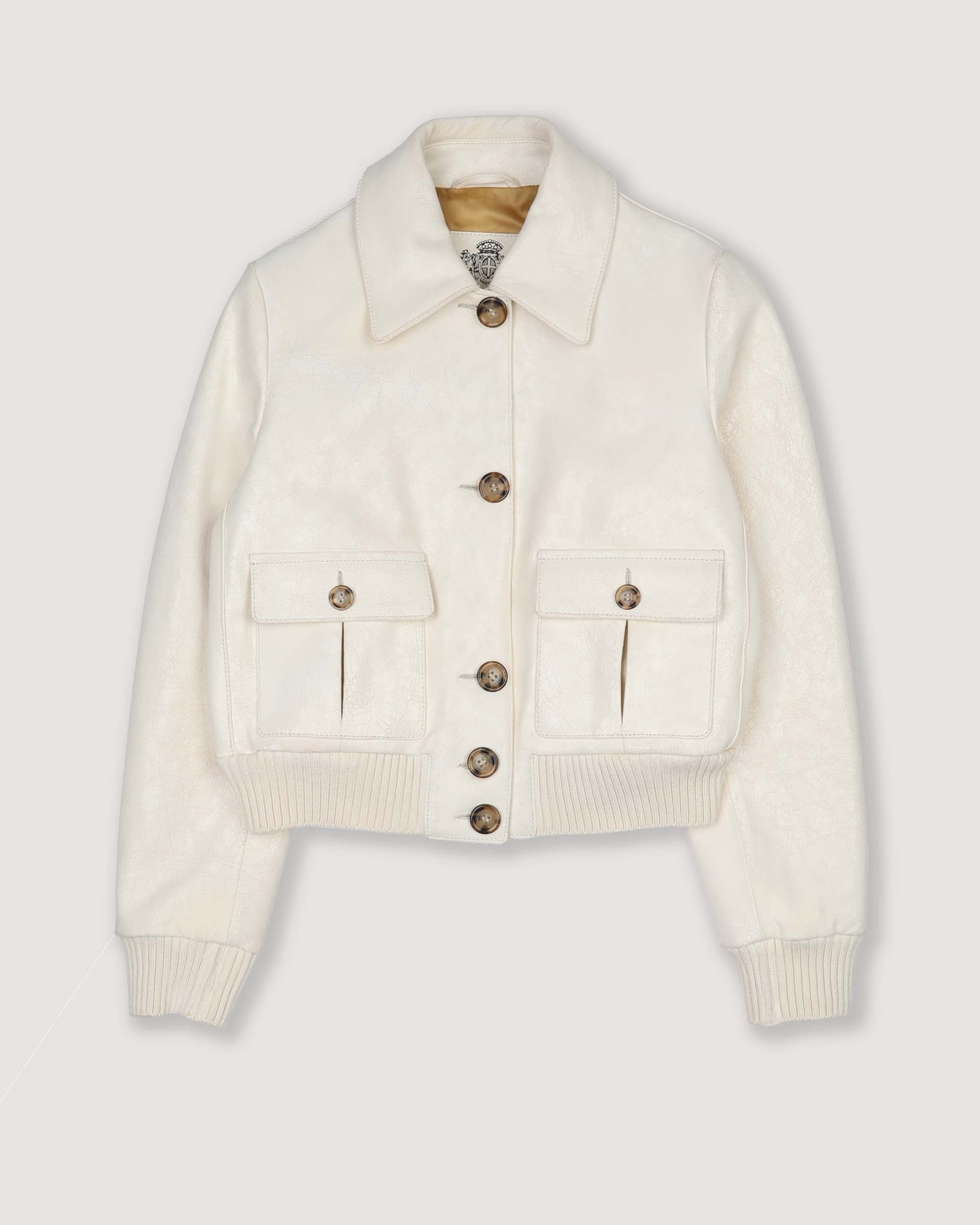 DONNA-VALSTARINO CROPPED CON BOTTONI IN NAPPA CRACK, BORDI FONDO E POLSI IN MAGLIA, FODERATO - Butter