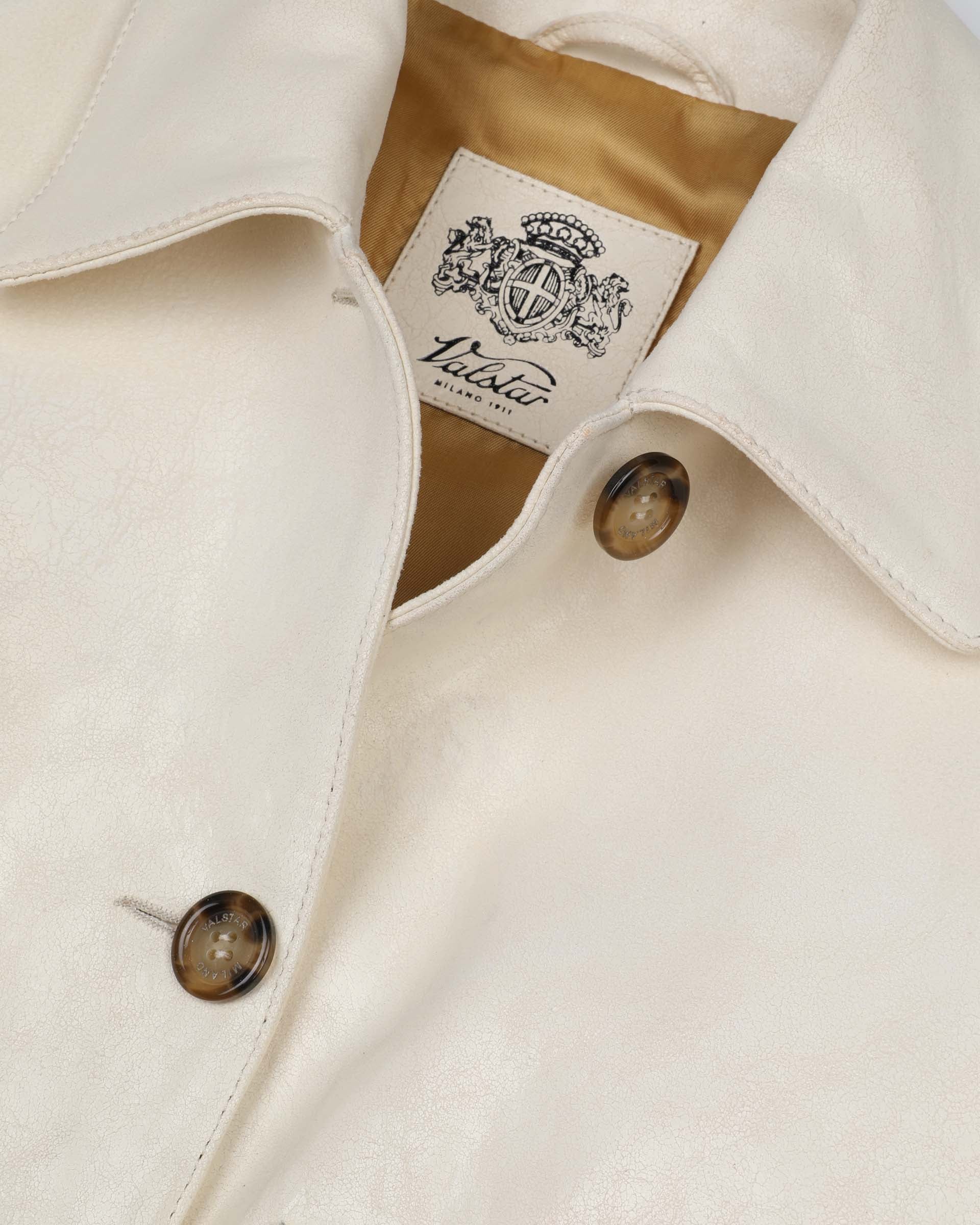 DONNA-VALSTARINO CROPPED CON BOTTONI IN NAPPA CRACK, BORDI FONDO E POLSI IN MAGLIA, FODERATO - Butter