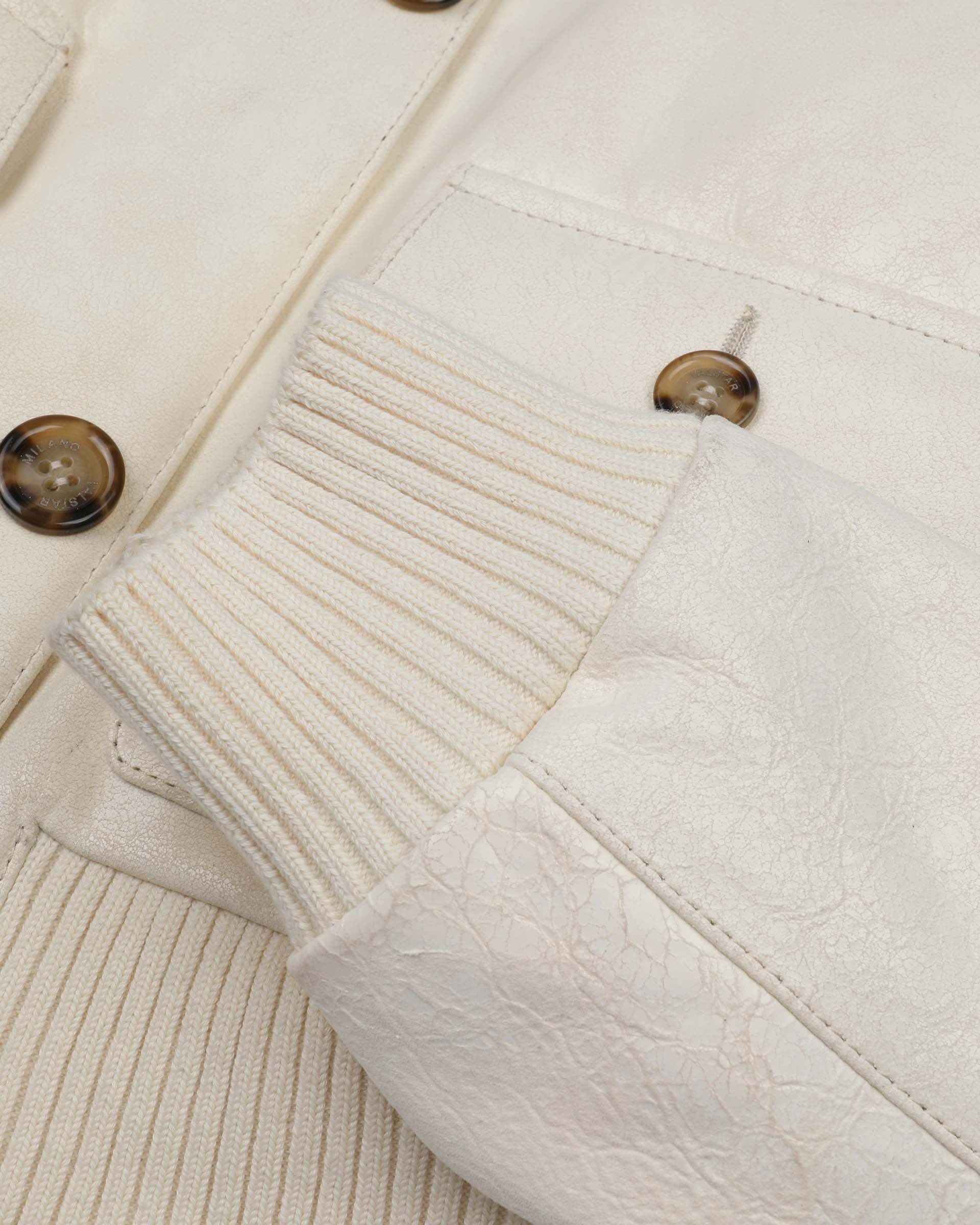 DONNA-VALSTARINO CROPPED CON BOTTONI IN NAPPA CRACK, BORDI FONDO E POLSI IN MAGLIA, FODERATO - Butter