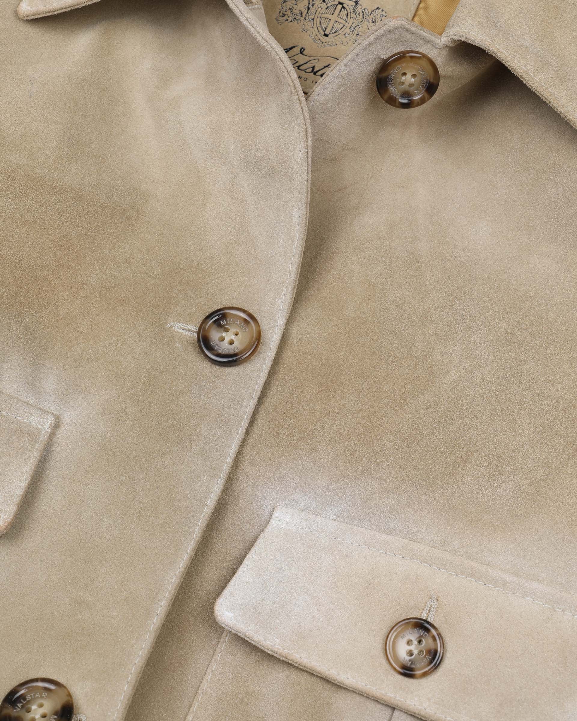 DONNA-VALSTARINO CROPPED CON BOTTONI IN CROSTA, BORDI FONDO E POLSI IN MAGLIA, FODERATO - Sabbia