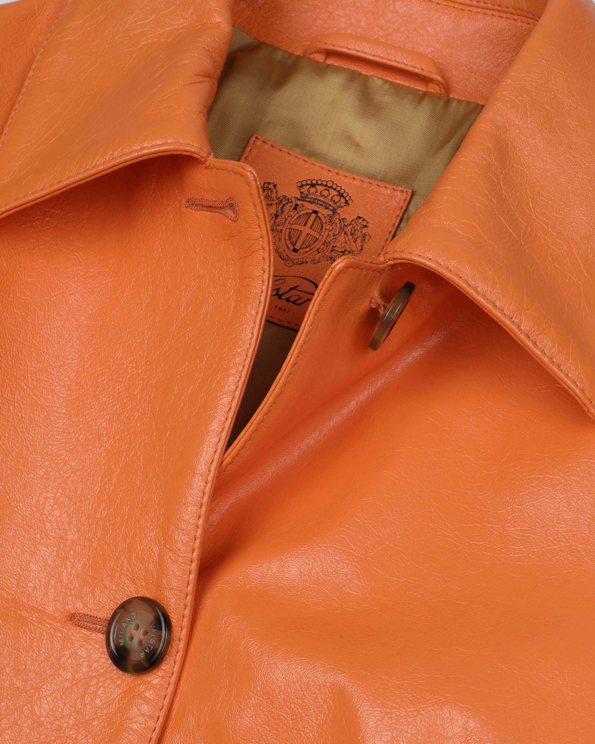 DONNA-VALSTARINO CROPPED CON BOTTONI IN VERNICE, BORDI FONDO E POLSI IN MAGLIA, FODERATO - Orange autumn