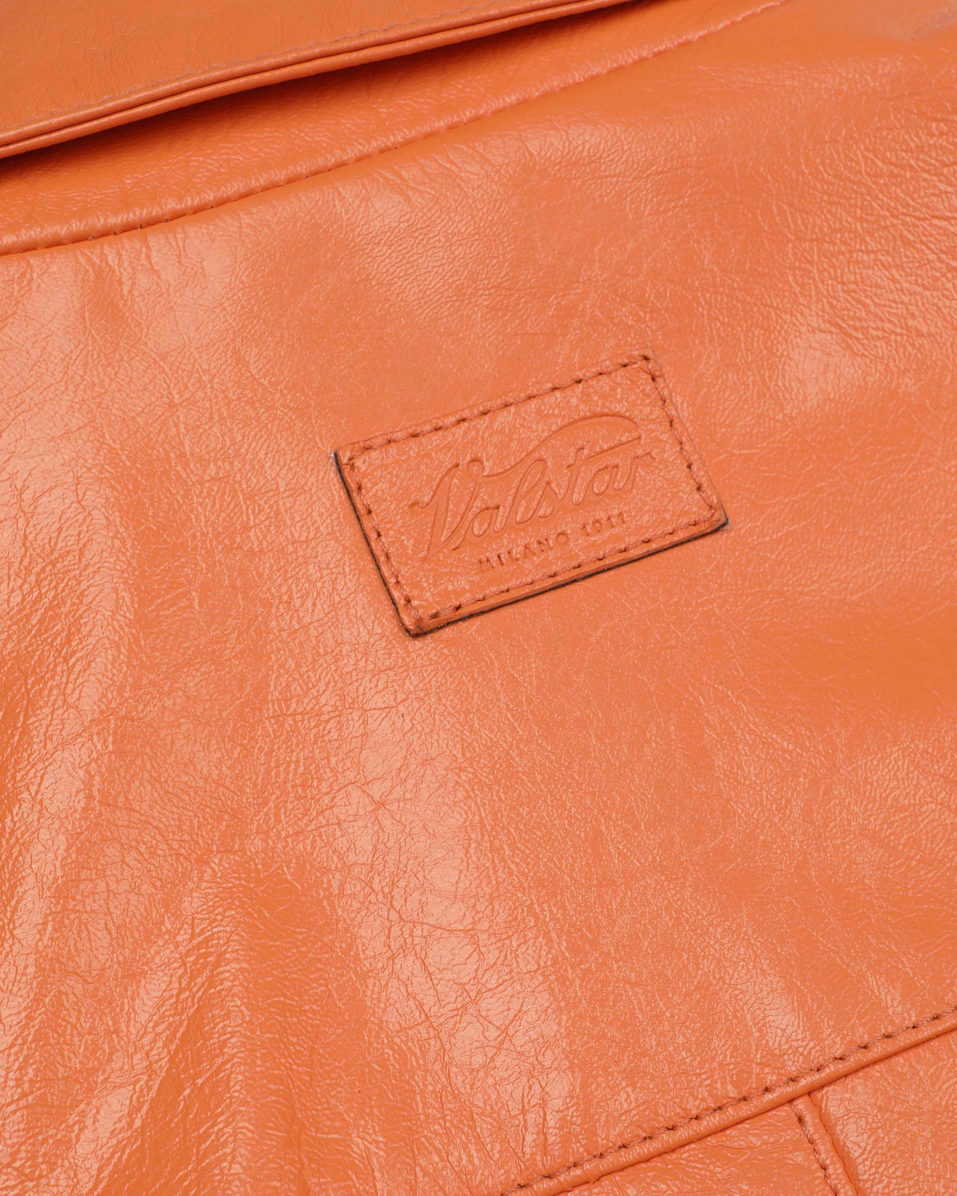 DONNA-VALSTARINO CROPPED CON BOTTONI IN VERNICE, BORDI FONDO E POLSI IN MAGLIA, FODERATO - Orange autumn