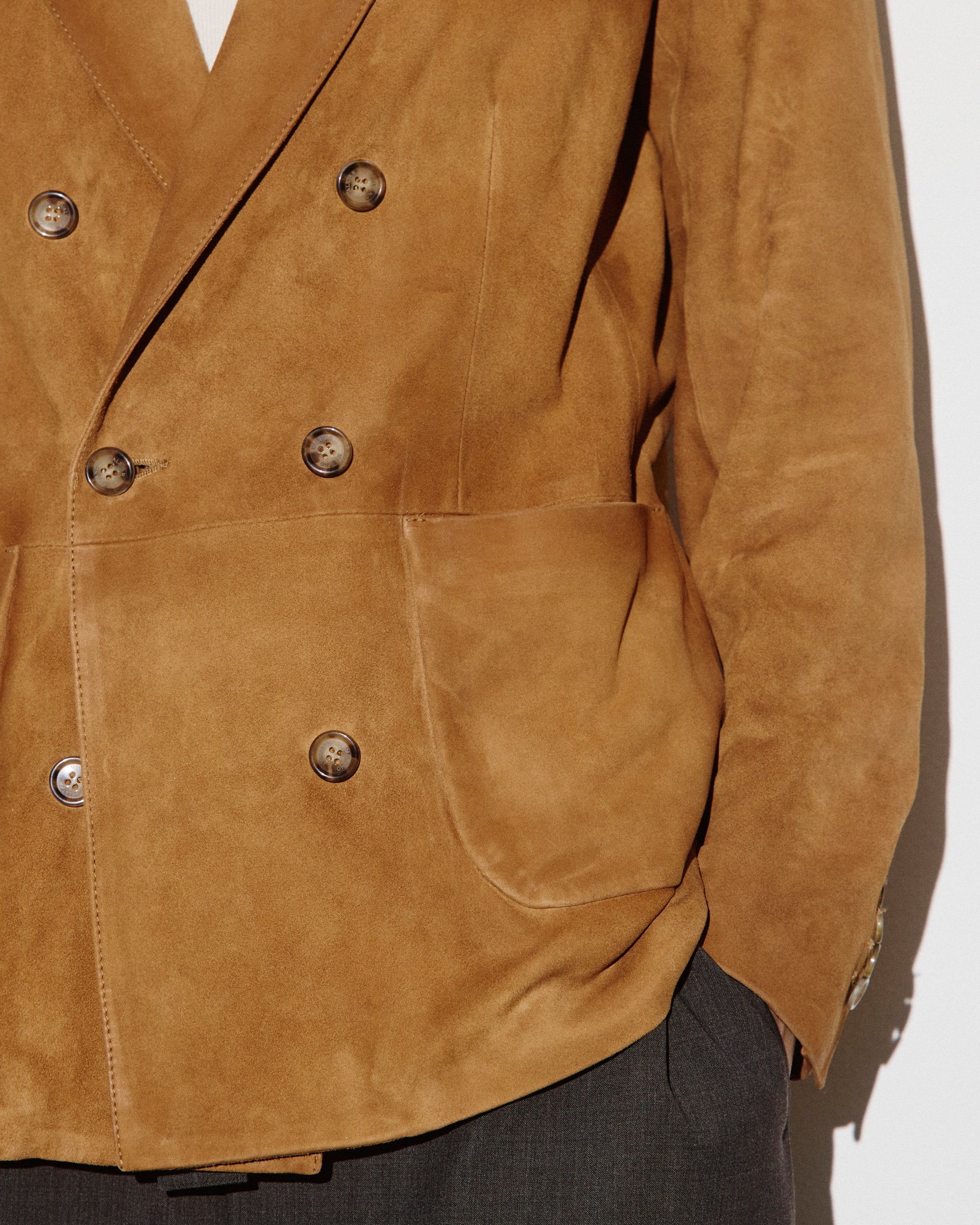 DONNA-BLAZER CON BOTTONI IN LIGHT SUEDE TRATTATO VINTAGE, FODERATA - Avana