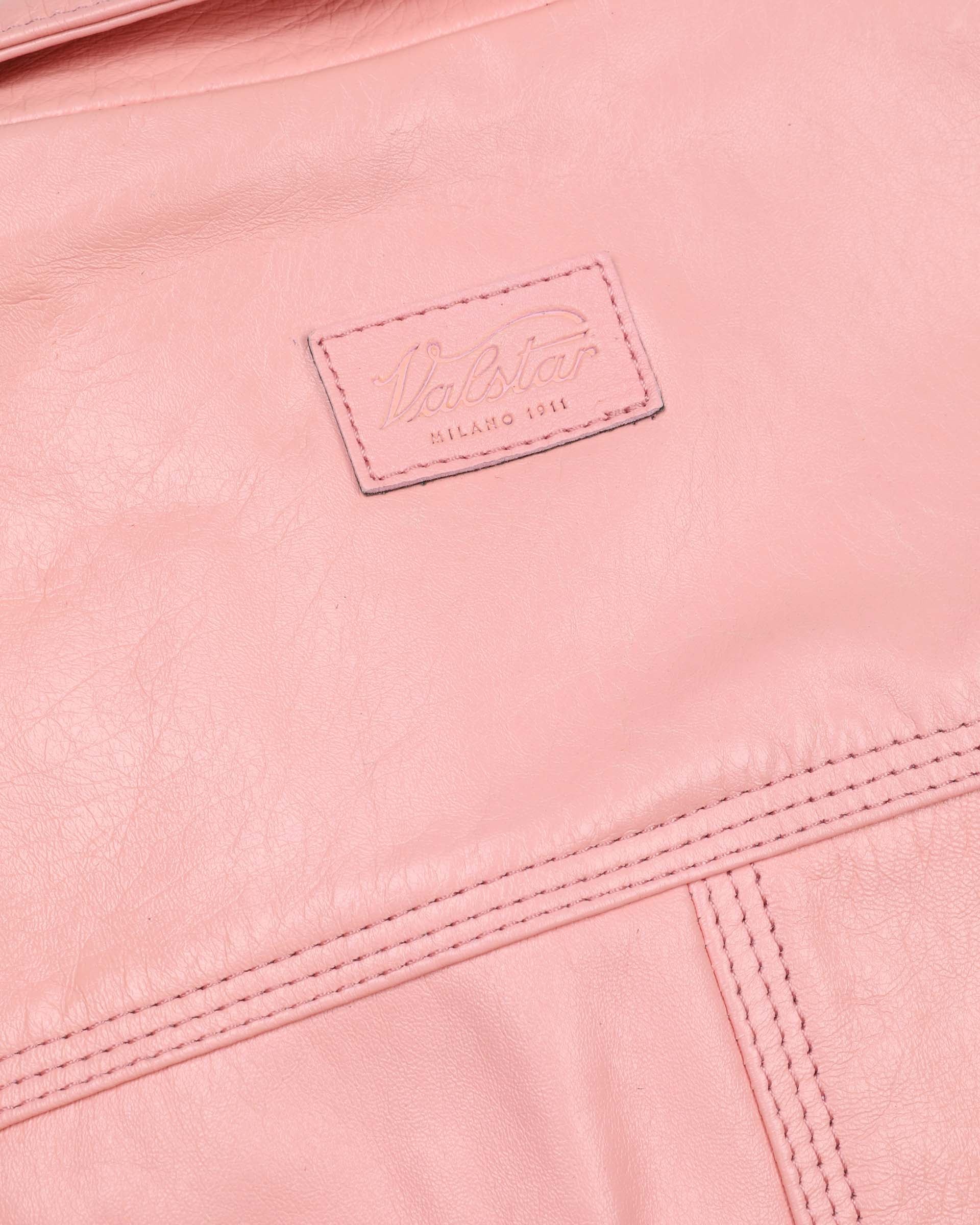 Giubbotto overshirt boxy in pelle verniciata, foderato. Rosa - Rosa shrimp