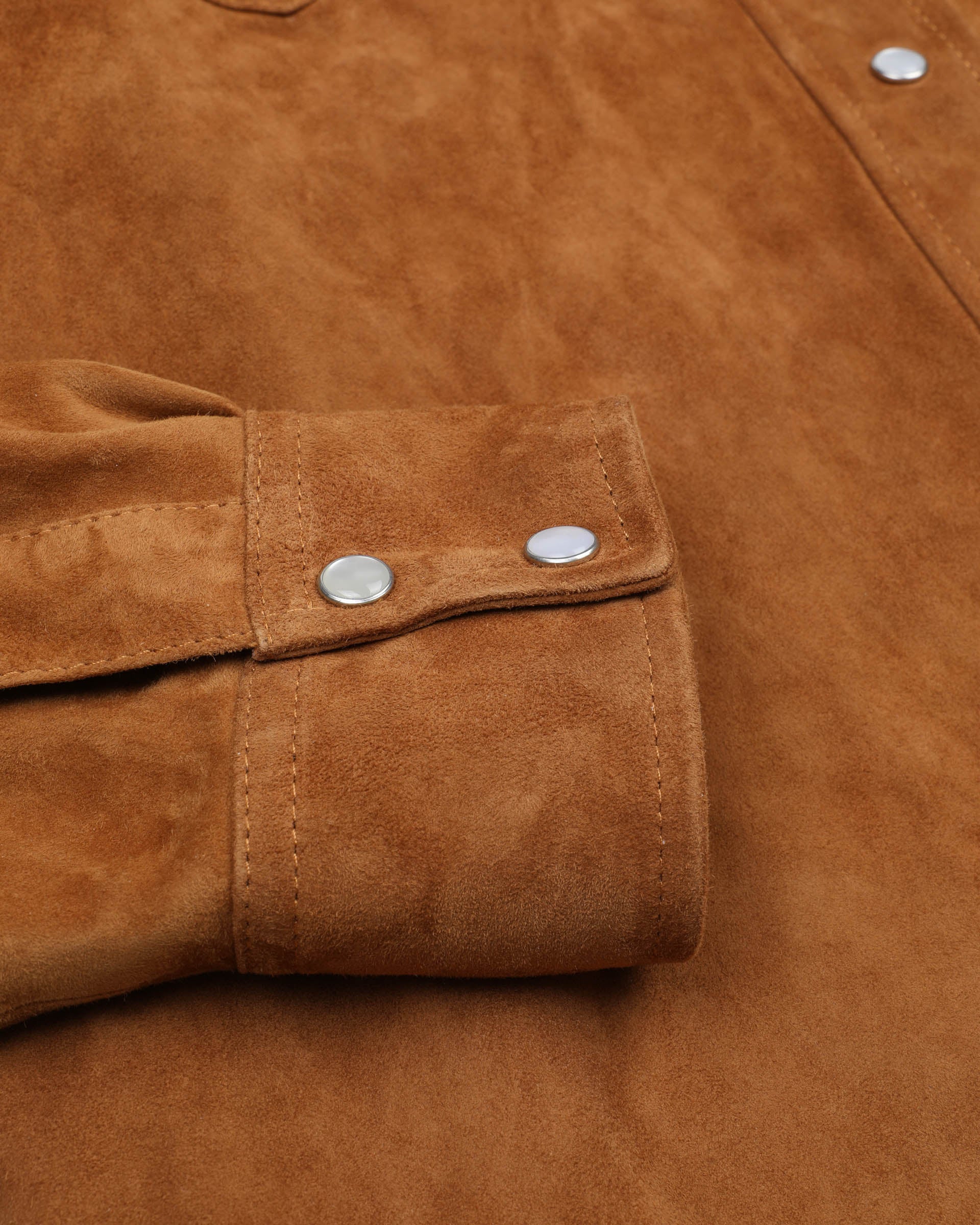 DONNA-WESTERN SHIRT OVER FIT  CON BOTTONI IN SUEDE PIENO FIORE, SFODERATA - Avana