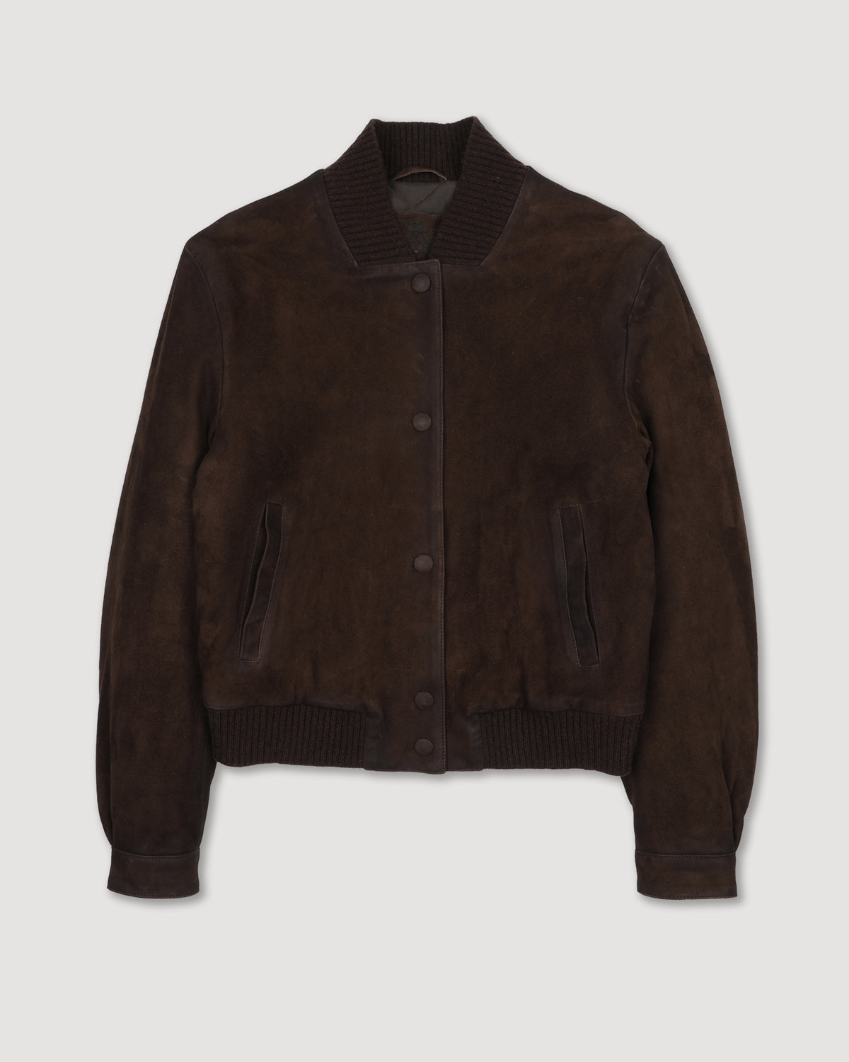 Giubbotto bomber cropped in light suede effetto vintage, imbottito. Marrone - Brown
