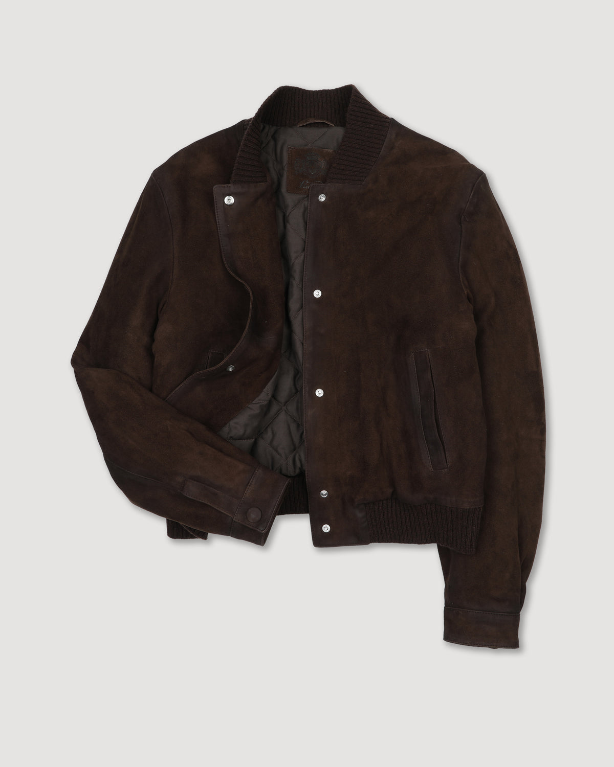Giubbotto bomber cropped in light suede effetto vintage, imbottito. Marrone - Brown