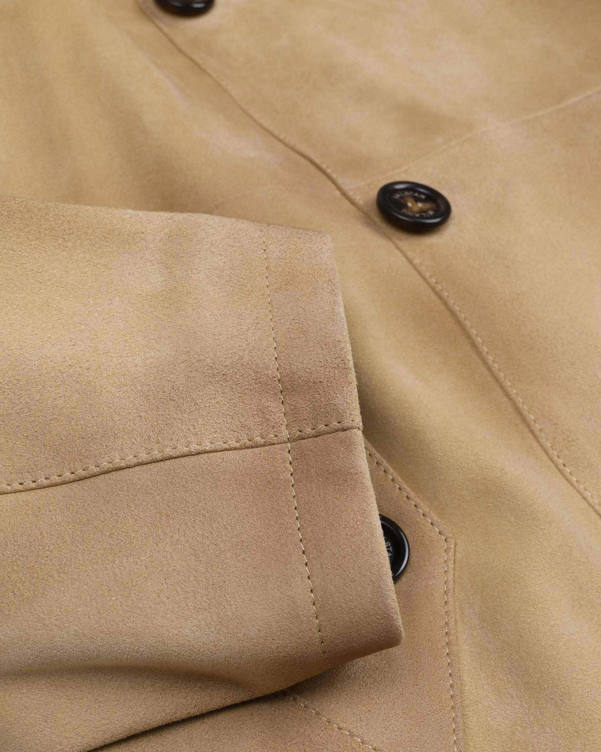 Trench doppio petto con cintura in heavy suede effetto vintage, foderato. Beige - Sand