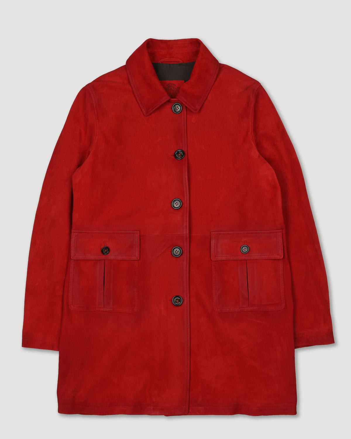 Trench in light suede effetto vintage, foderato. Rosso - Red