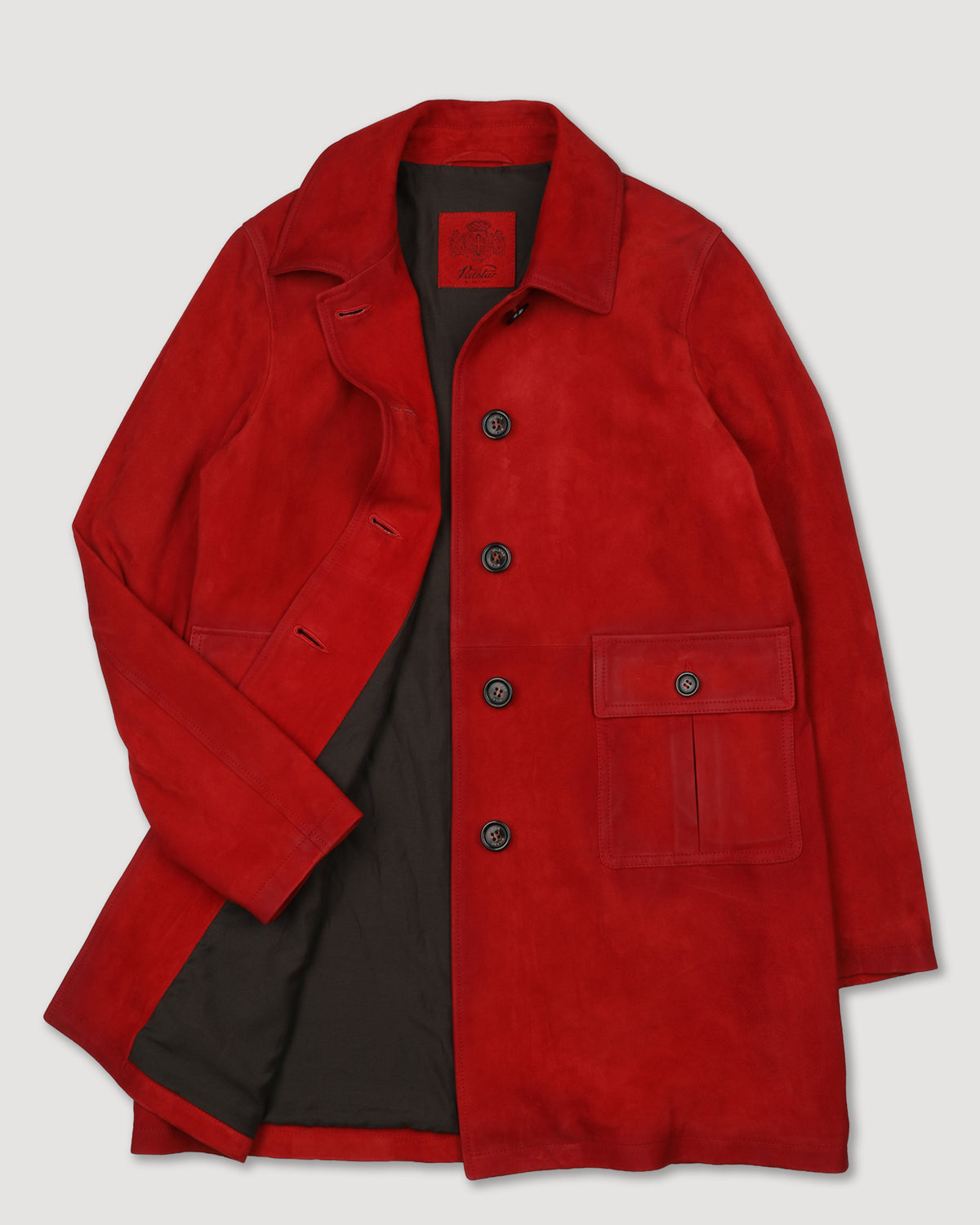 Trench in light suede effetto vintage, foderato. Rosso - Red