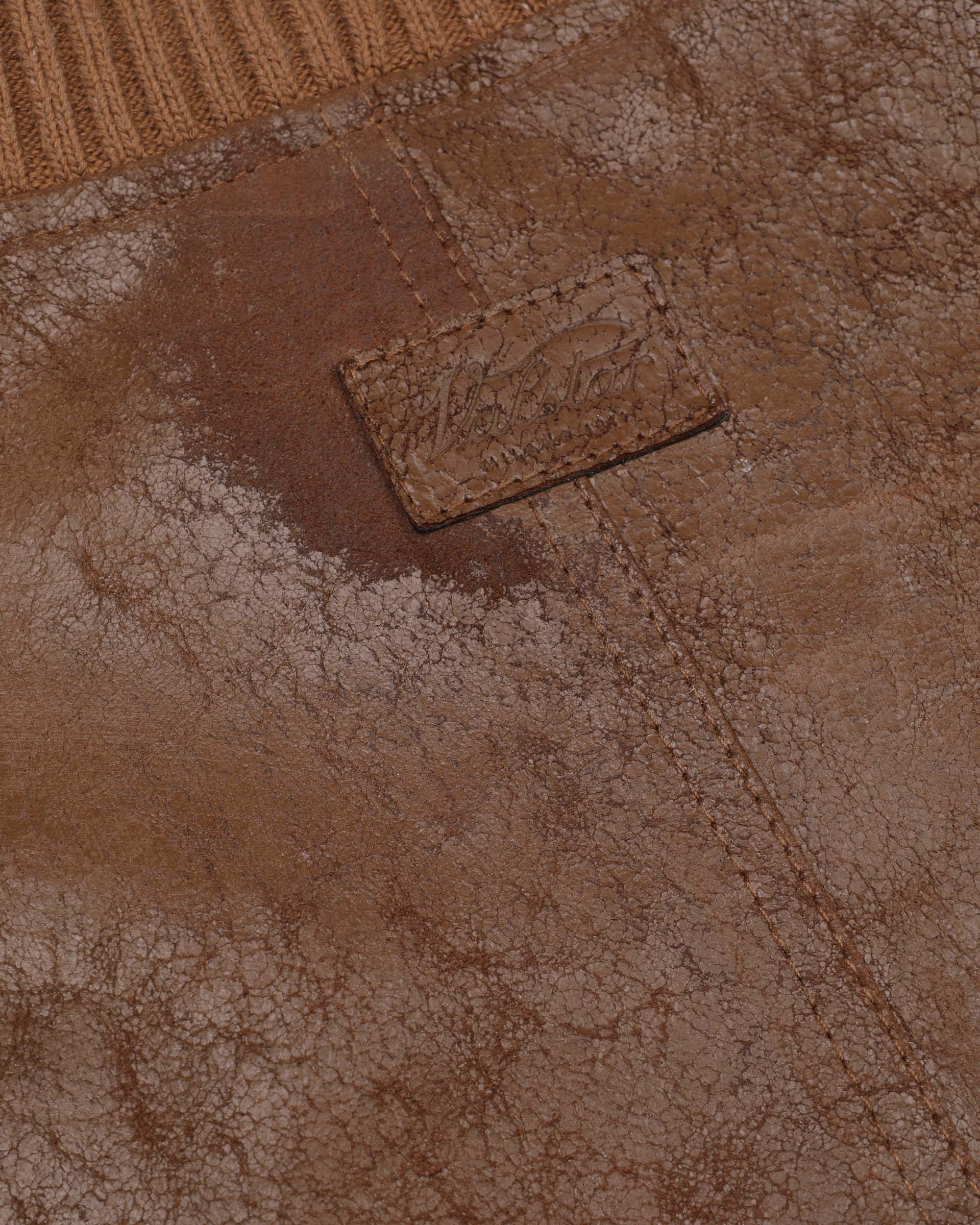 UNISEX- BOMBER CON ZIP IN NAPPA CRACK, BORDI COLLO, FONDO E POLSI IN MAGLIA, FODERATO - Tabacco