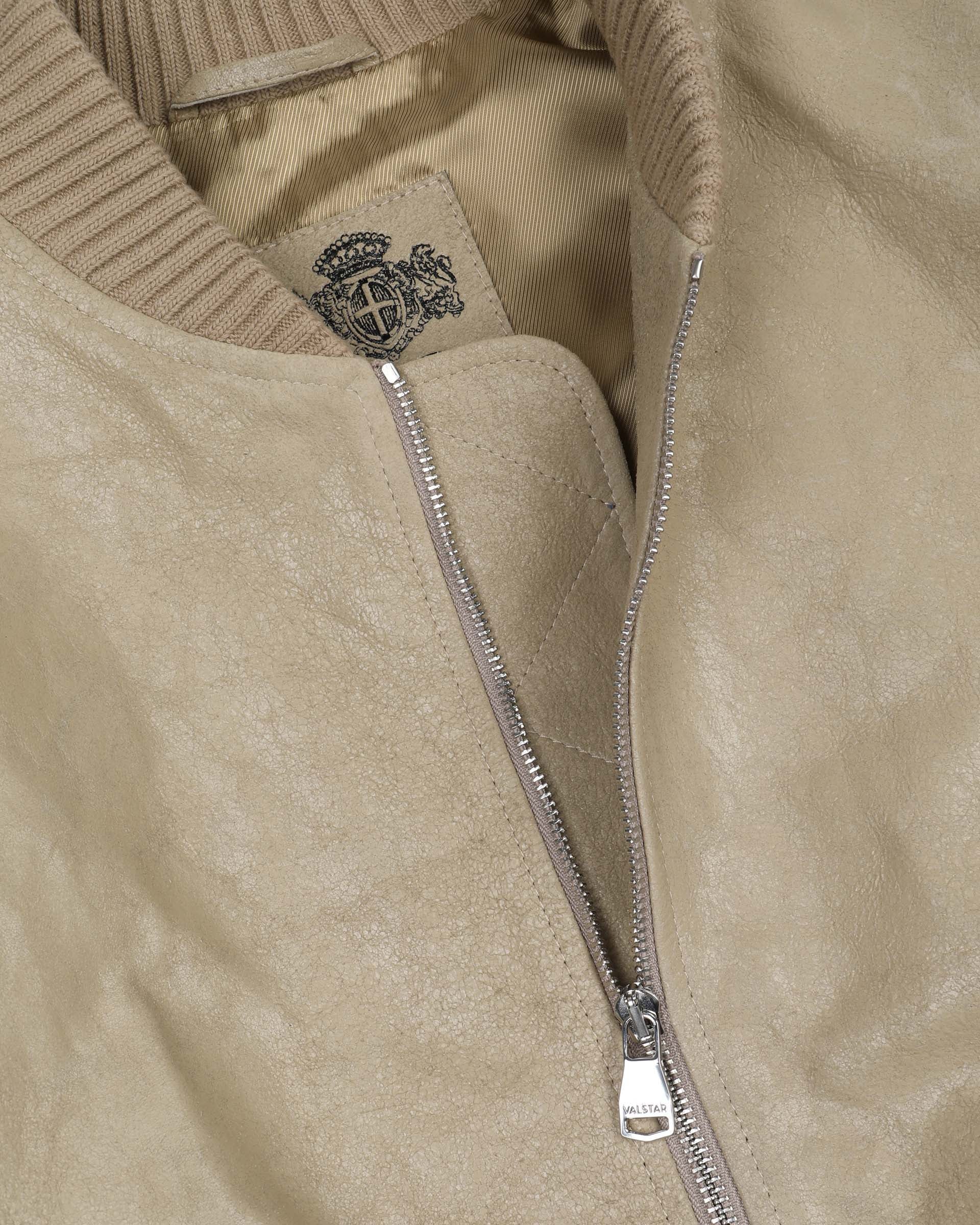 Giubbotto bomber oversize in nappa crackle effetto vintage, foderato. Beige - Sabbia