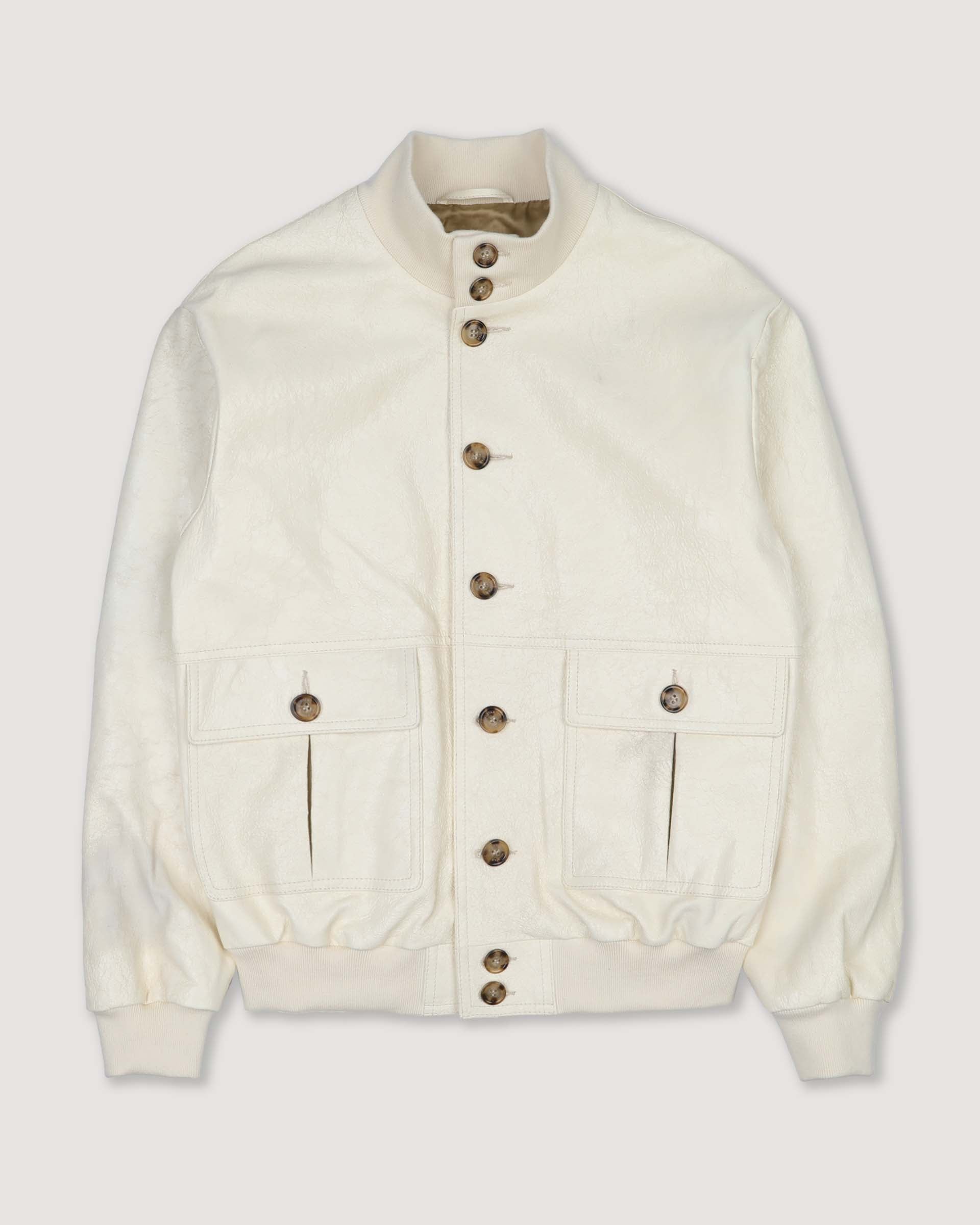 UNISEX- GIUBBOTTO VALSTARINO COLLO ALTO CON BOTTONI E TASCHE APPLICATE IN NAPPA CRACK FODERATO, COLLO POLSI E FONDO SMACCHINATI IN COTONE - Butter