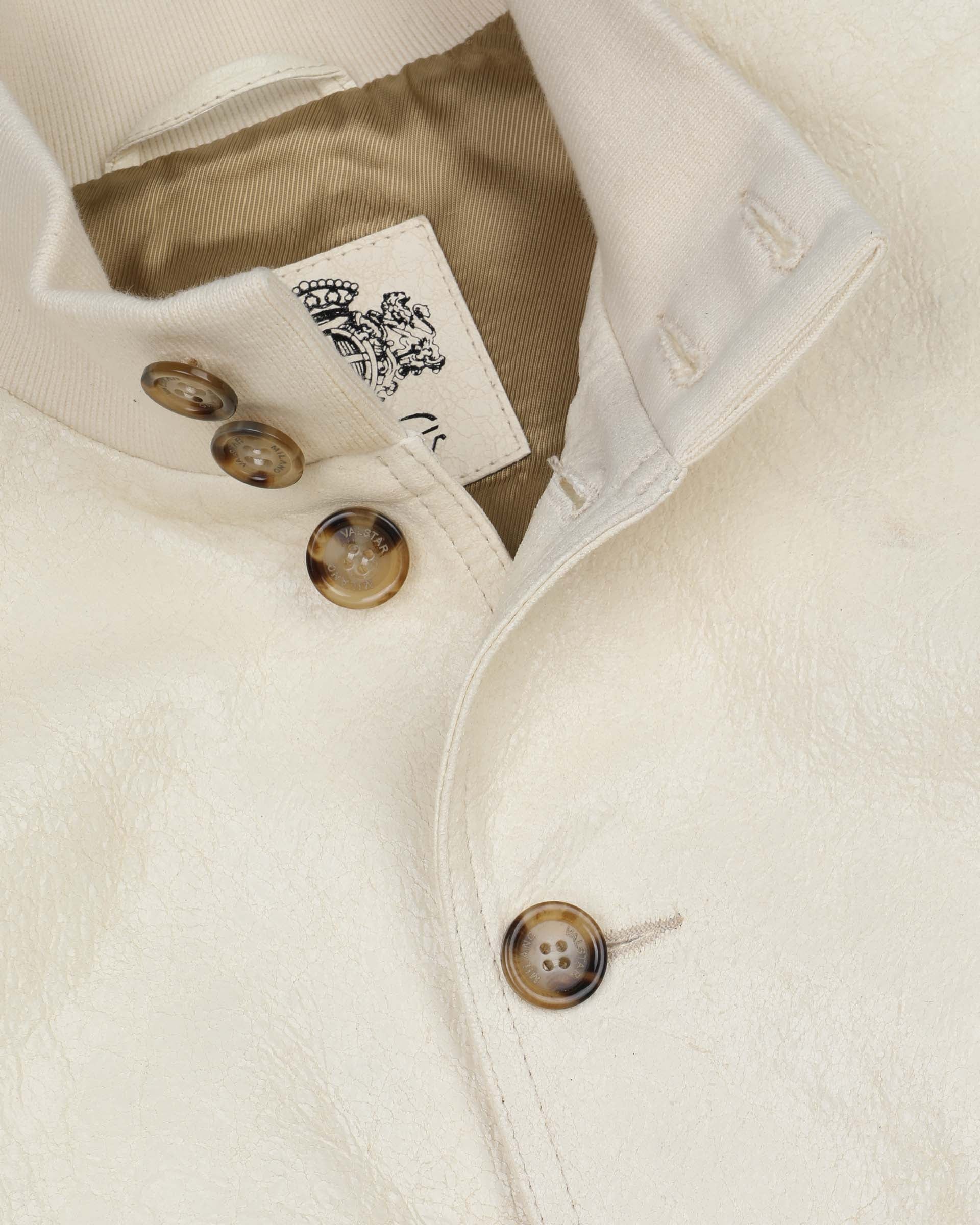 UNISEX- GIUBBOTTO VALSTARINO COLLO ALTO CON BOTTONI E TASCHE APPLICATE IN NAPPA CRACK FODERATO, COLLO POLSI E FONDO SMACCHINATI IN COTONE - Butter