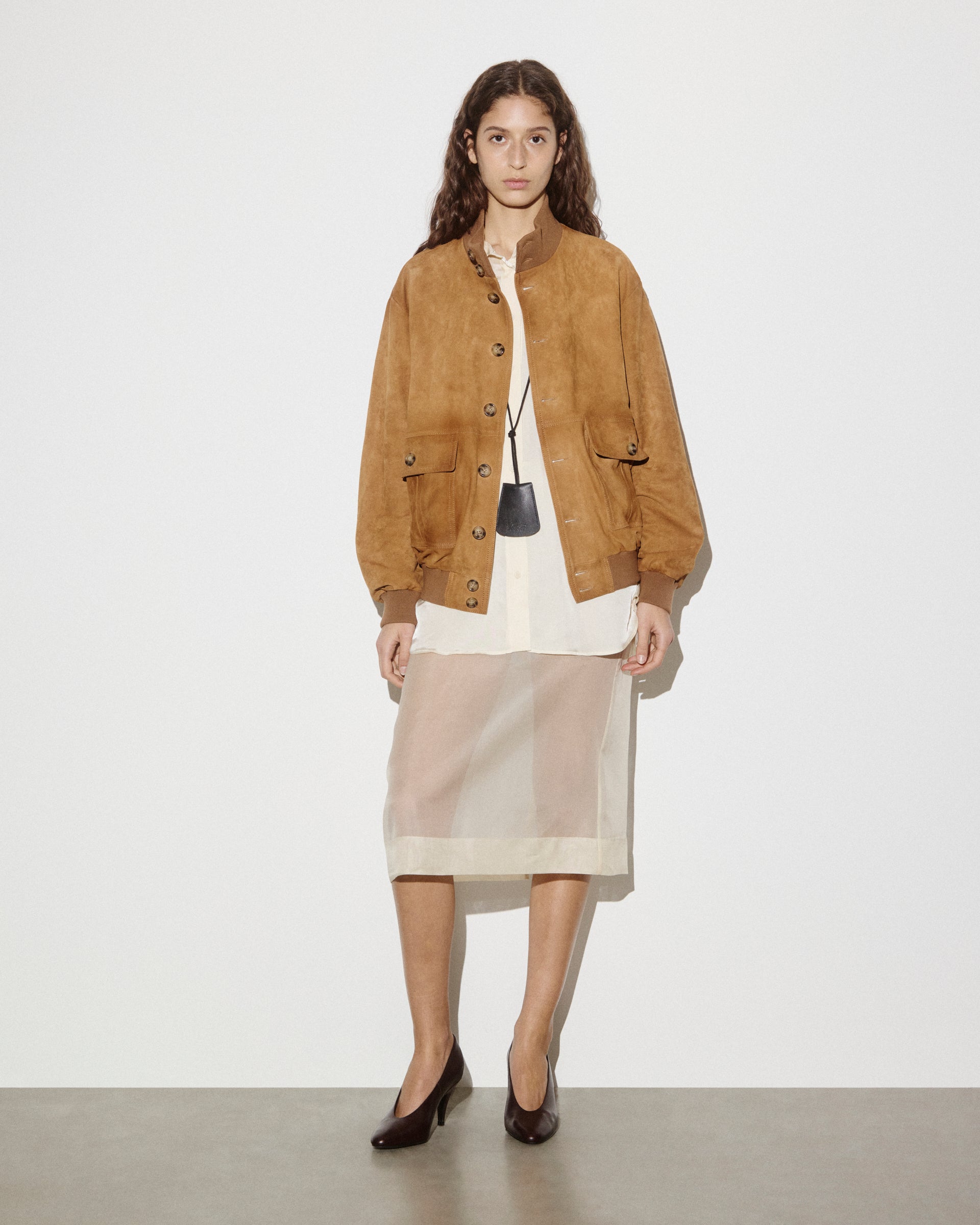 UNISEX- GIUBBOTTO VALSTARINO COLLO ALTO CON BOTTONI E TASCHE APPLICATE IN LIGHT SUEDE VINTAGE FODERATO, COLLO POLSI E FONDO SMACCHINATI IN COTONE - Avana