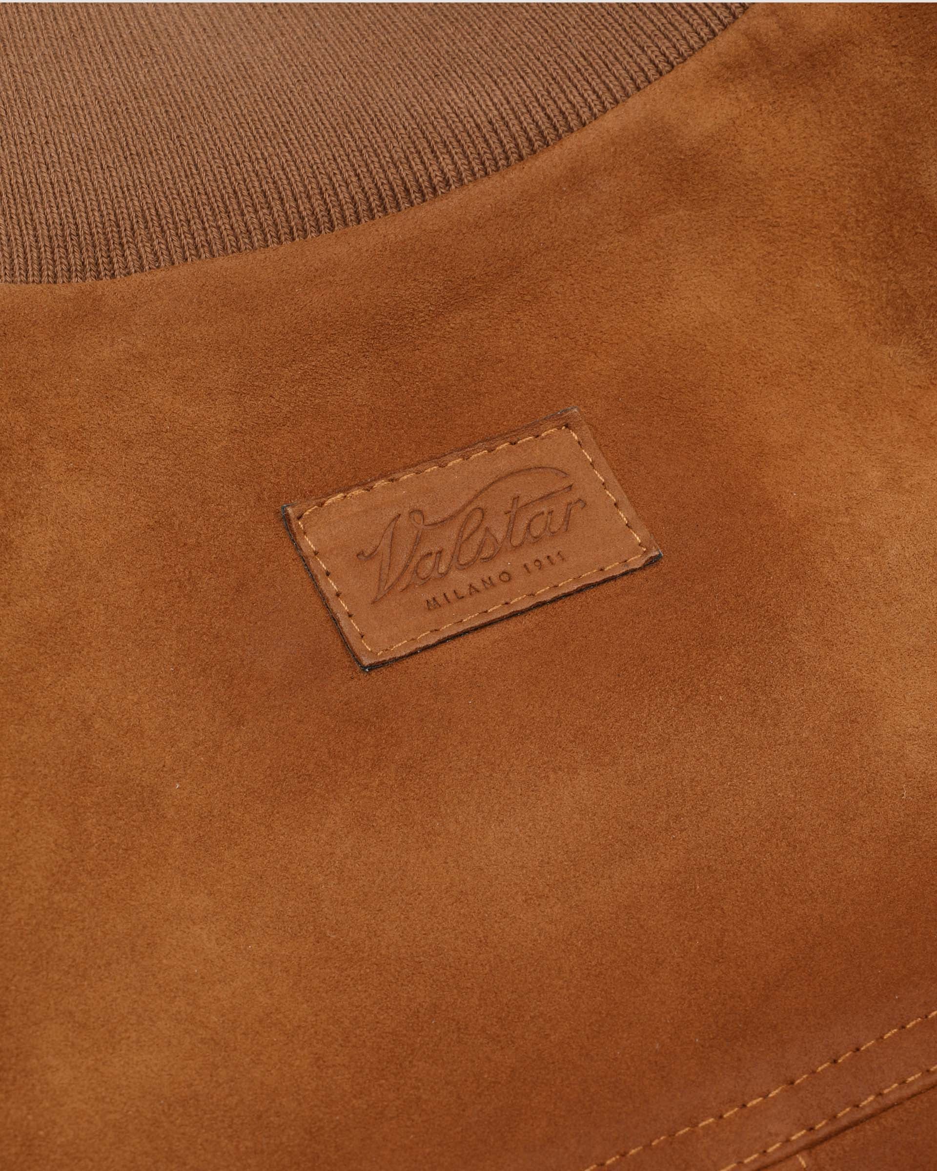 UNISEX- GIUBBOTTO VALSTARINO COLLO ALTO CON BOTTONI E TASCHE APPLICATE IN LIGHT SUEDE VINTAGE FODERATO, COLLO POLSI E FONDO SMACCHINATI IN COTONE - Avana