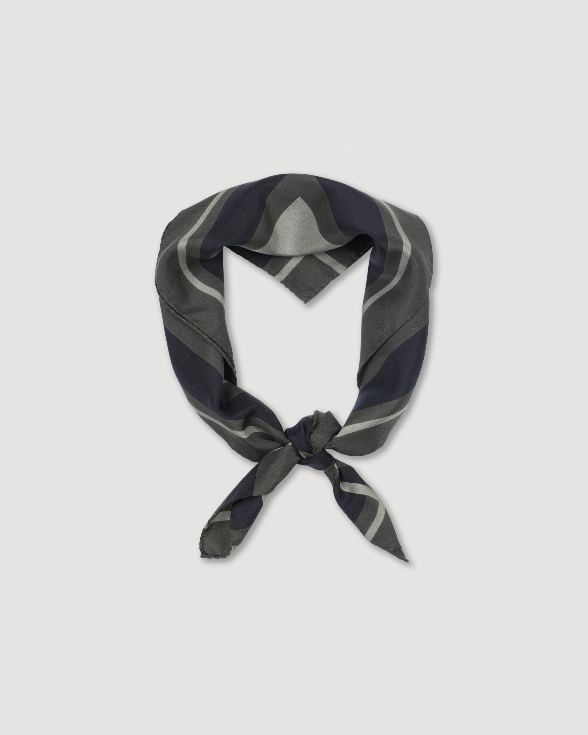 UNISEX-BANDANA STAMPATA FONDO UNITO CON BORDO DISEGNATO IN SETA - Verde militare