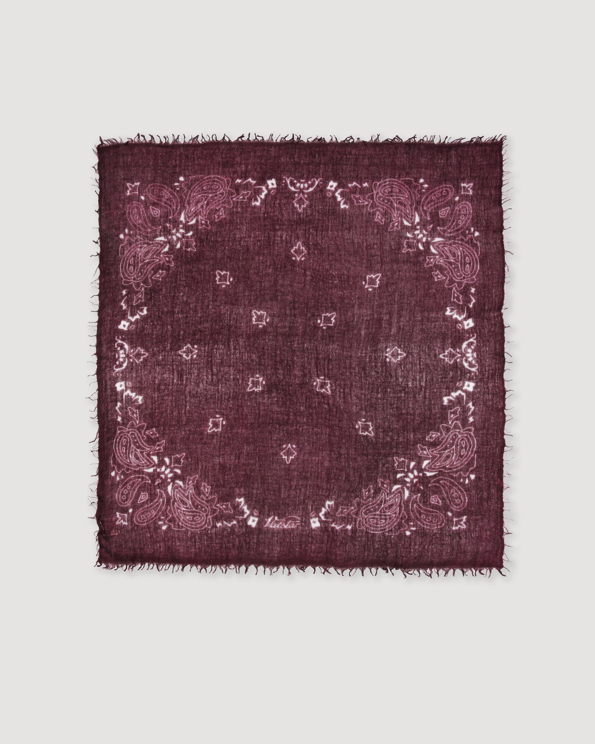 UNISEX-BANDANA STAMPATA IN CASHMERE - Bordeaux